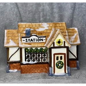 Estación de tren Department 56 + trenes 50873 edificio iluminado años 80 Japón vintage - Imagen 1 de 10