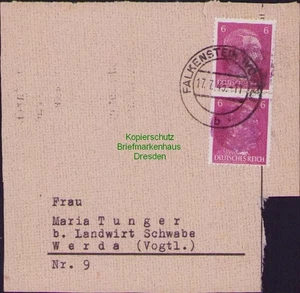 B22724 Briefstück Sächsische Schwärzung Falkenstein Vogtl. 17.7.45 1945 - Picture 1 of 2