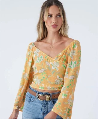 Новый с Ярлыками O'Neill S ANGELINE длинным рукавом Топ гофрированная марля Aqua синий Майка 125405 - Изображение 1 из 4