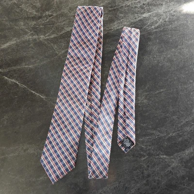 Blue With Pink And White Plaid J. Ferrier Tie Polyester Professional - Image 1 of 4