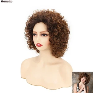 Short Afro Kinky Curly Wave Brown Blonde Synthetic Wig Heat Safe Glueless Wig - Picture 1 of 6