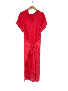 Vince Women's Red Tie-front Cotton-twill Midi Light Coastal Beach Dress SZ XS - Picture 1 of 8