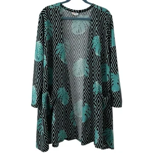 RARE LuLaRoe Caroline Open Cardigan Monstera Palm Leaf Print Womens 2XL Pockets - Bild 1 von 9