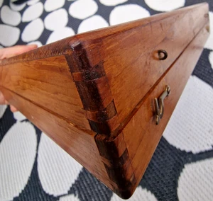 Vintage ' Wooden Oak Dovetail Joint Box ' Large Retro Stained Hinged Case *** - Picture 1 of 13
