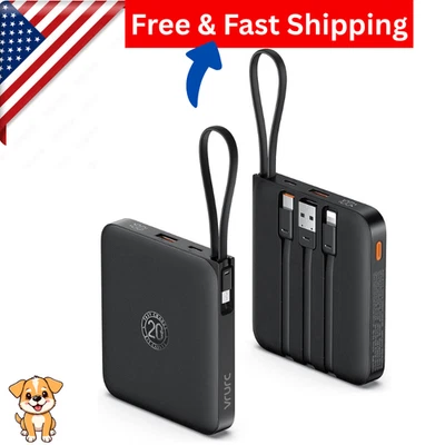 便携式充电器 10000mAh 移动电源 22.5W 快速充电 带内置电缆,美国 — 第 1/4 张图片