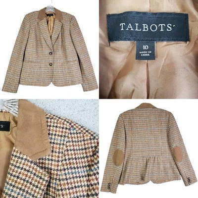 Chaqueta Blazer Talbots Mujer Talla 10 Lana Madera Botón Codo Parche Ecuestre Foto 1 de 4