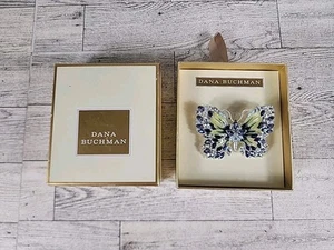 Dana Buchman Silvertone Blue Purple Crystal Butterfly Brooch Pin w/ Box 2.75" - Picture 1 of 5