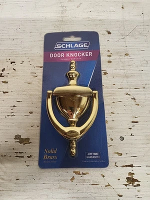 Golpeador de puerta de latón brillante macizo Schlage: modelo SC2-3125-605 ~ sellado, nuevo en paquete Foto 1 de 4