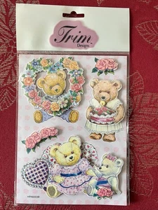 TRIM TIME TEDDY BEAR 3D STICKERS - RARE - FREE SHIPPING - Picture 1 of 1