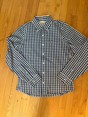 Hollister CA Shirt Mens XL Button Adult Navy/White Striped Cotton Long Sleeve - Image 1 of 2
