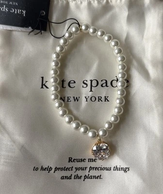 Kate Spade New York stone charm beaded stretch bracelet Gold/Silver Tone New - Image 1 of 4