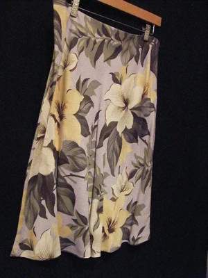 FALDA DE SEDA TOMMY BAHAMA AZUL PÚRPURA AMARILLO ESTAMPADO DE FLORES 100% SEDA TALLA 10 RN86549 Foto 1 de 4