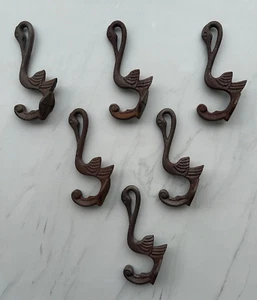 Percha de gancho doble de hierro fundido vintage para abrigo sombrero toalla colgante 6 piezas - Imagen 1 de 8