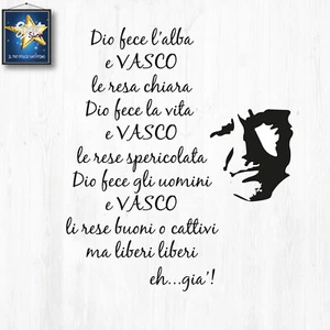 Adesivo Wall Sticker VASCO ROSSI immagine piu' frese, liberi liberi, eh gia' - Picture 1 of 1