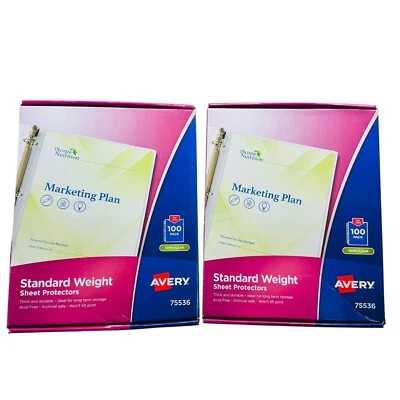Avery Top-load Sheet Protector Standard Letter Semi-Clear Lot of 2 200 Total Box - Image 1 of 2