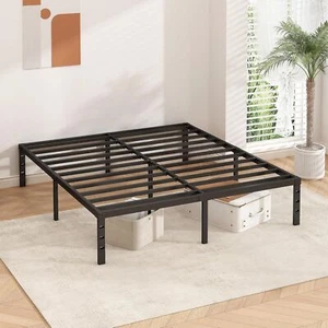 Metal Platform Bed Frame 14 Inch Tall Bed No Box Spring Needed Queen Heavy Duty - Picture 1 of 9