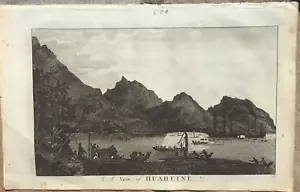Grabado Capitán Cook 1784 - "Una vista de Huaheine" - Huahine, Polinesia Francesa - Imagen 1 de 3