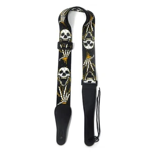 2'' Wide Big Skull Pattern Printed Guitar Strap For Acoustic Electric Guitar - Picture 1 of 5