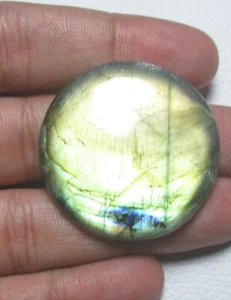 Natural Labradorite Cabochon Round 90.60 Ct Flat back Gemstone H 7971 - Picture 1 of 5