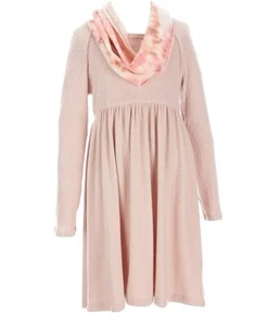 Zunie Big Girls size 10 Hacci Solid Ribbed Plush Color Long Sleeve Scarf Dress - Picture 1 of 3