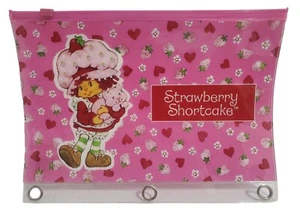 Vintage Strawberry Shortcake Vinyl Plastic Clear Zip Bag Case Storage Makeup New - Picture 1 of 6