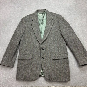 Harris Tweed Jacket Adult 44R Grey Country Hunting Outdoors Weave Blazer Mens* - Picture 1 of 15