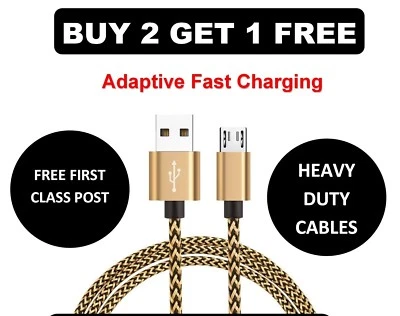 Small Short Aluminum Braided Micro USB Data Sync Charger Cable For Android 50cm - Image 1 of 4