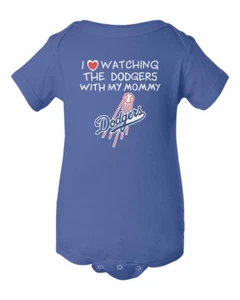 Los Angeles Dodgers Love Watching With Mommy Baby Short Sleeve Bodysuit - Picture 1 of 4