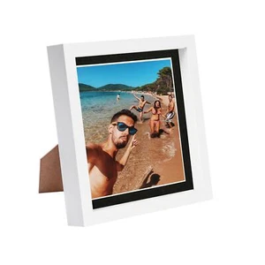 White 8" x 8" 3D Box Photo Frame Black 6" x 6" Mount Craft Shadow Picture - Picture 1 of 7