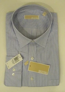 MICHAEL KORS MENS BIG TALL WHITE BLUE COTTON SHIRT SIZES 17.5 TO 22 XL - 6XL NWT - Picture 1 of 27