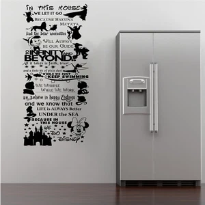 Disney In This House We Do Quote Rules Mural Wall Art Stickers Silhouette Decals - Imagen 1 de 4