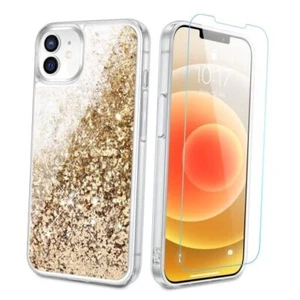 for iPhone 12 Case, iPhone 12 Pro Case Glitter Girly Girls Women Bling Gold - Picture 1 of 7