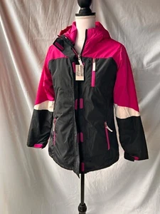 NWT- Lands End Girls Winter Jacket Black & Pink Size 14 Removable Lining - Picture 1 of 8