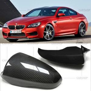 Real Carbon Fiber Side View Mirror Cover Cap For BMW M6 F06 F12 F13 2012-2018 - Picture 1 of 7