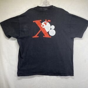 T-shirt vintage Xerox imprimé milieu de gamme années 90 Y2K XL BOXY coupe noir délavé États-Unis