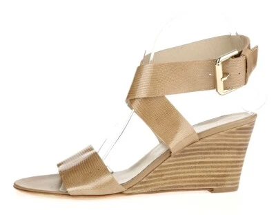 Женские AGL бежевый желтовато-коричневый кожаный пряжки лодыжки надежном на танкетке каблуки сандалии размер 40 - Изображение 1 из 4