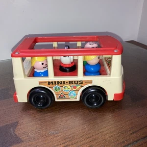 Vintage Fisher Price Little People MINI BUS 5 Figures People & Dog - Picture 1 of 5