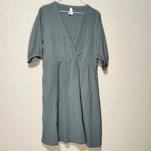 Pact Kleid Damen groß grün Coastal Double Gaze Surplice Halbarm Taschen - Bild 1 von 19