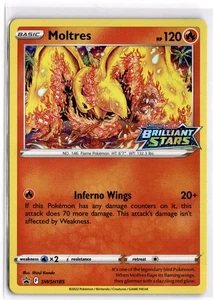 Pokemon TCG Moltres (Prerelease) SWSH18 Brilliant Stars Black Star Promo Stamp - Picture 1 of 2