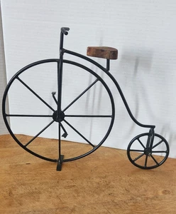 Metal and wood high wheel bicycle art decor piece - Picture 1 of 8