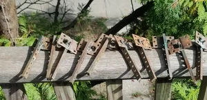 LOT OF 10 ANTIQUE  COPPER B.B. RAIN GUTTER AND DOWNSPOUT HOLDERS SUPPORTS - Picture 1 of 22