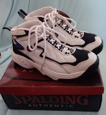 Vintage Spalding High Top Sneakers Shoes Mens Size 9.5 White/Blue #17382 - Image 1 of 4
