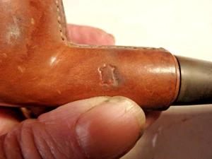 3V -Vintage Estate Pfeife- Leder umwickelt mit/ Logo- R2 Made in France - Bild 1 von 4