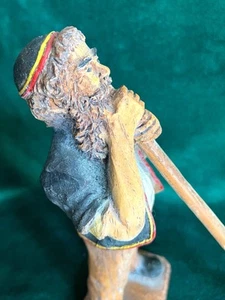 Vintage Israeli Hand-Carved Wood Scupture Ba'al Tekiah Blowing the Shofar 7" - Picture 1 of 11