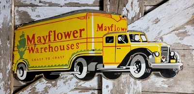 老式 MAYFLOWER PORCELAIN 标志旧卡车移动拖拉机拖车服务 — 第 1/4 张图片