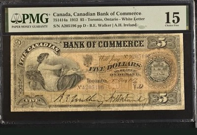 Canada, Canadian Bank of Commerce, $5 1912 - Toronto, Ontario - White Letter - Image 1 of 4