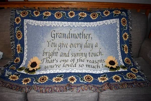 GRANDMOTHER THROW BLANKET with saying 54 x 40" Grandma Gift idea 'You're loved.' - Picture 1 of 4