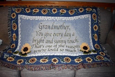 GRANDMOTHER THROW BLANKET with saying 54 x 40" Grandma Gift idea 'You're loved.' - Image 1 of 4