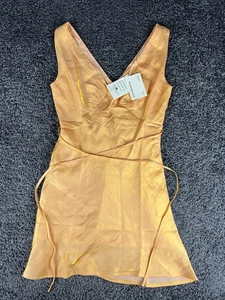Peppermayo Women's Exclusive Audrey Vintage Slip Dress In Mango Shimmer Size 10 - Picture 1 of 7
