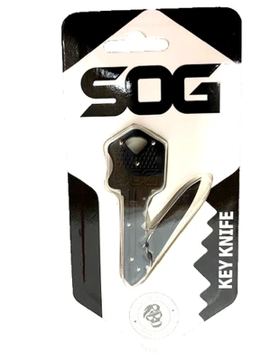 SOG Knife Key Shape Stainless Steel Folding Drop Blade Handle Lockback KEY101 - Image 1 of 2
